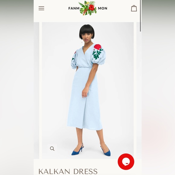 Fanm Mon Kalkan Linen Dress, Light Blue, Size L - Picture 1 of 6